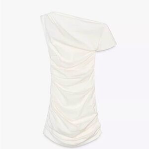 Zara One-Shoulder Cream Dress